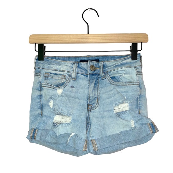 Aeropostale Low-Rise Distressed Midi Shorts Size 00 - Picture 2 of 5
